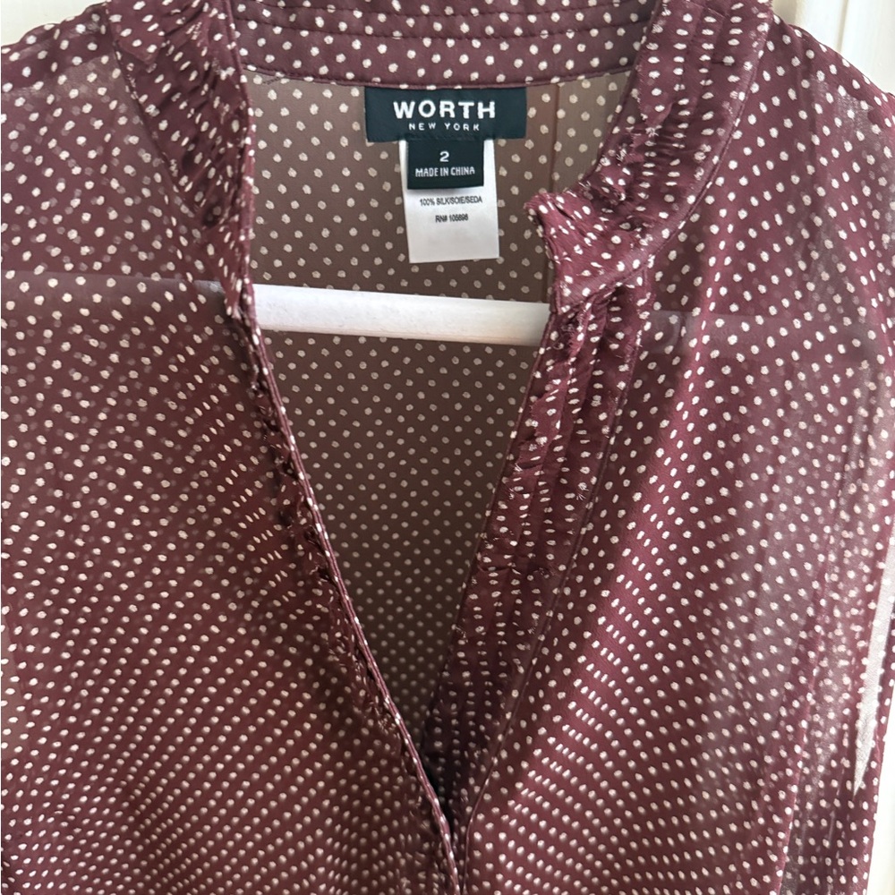 Worth Henna Silk Blouse with White Dots